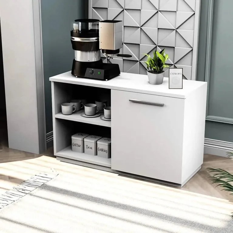 Zavero Coffee Corner Cabinet – Compact Design with Open Shelves & Side Door